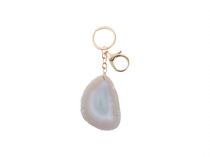 Engraving Agate Keyring (Gray, φ4-7cm)