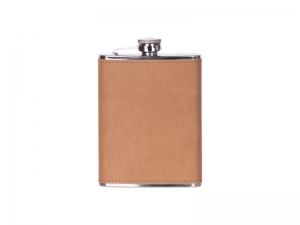 Sublimation 8oz/240ml Stainless Steel Flask with PU Cover (Light Brown)