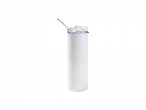 20oz/600ml SS Sublimation Blanks White Tumbler with Clear Fake Crushed Ice Topper Lid