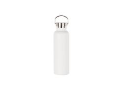 Garrafa Inox 750ml/25oz Coberto em Pó com Tampa de Bambu Fácil de levar   (Branco)