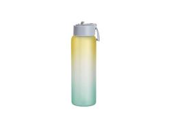 Garrafa Desportiva Vidro Fosco 32oz/950ml Sublimação com Canudo e Tampa Azul (Cor Degradada Amarelo e Verde)