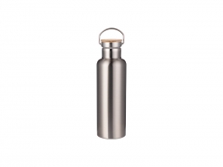 Garrafa Inox Tampa Bambú Portátil 750ml/25oz (prateado)