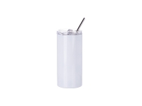 Sublimation 16oz/480ml Stainless Steel Skinny Tumbler with Straw &amp; Lid (White)