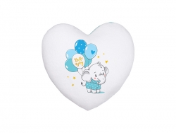 Sublimation Heart Shaped Blended Plush Pillow Cover(White w/ White, 40*40cm)