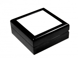Шкатулка SPH44BL- ювелирная коробка с керам. шильдой 4х4 черная