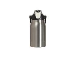 Garrafa Travel Inox 32oz/1000ml com Tampa e Canudo Preto e Alça (Prateado)