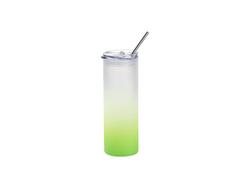 Botella de Cristal Skinny 25oz/750ml con pajita y tapa de plástico (Escarchado, Degradado Verde)