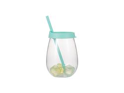 Vaso Plástico Transparente 10oz/300ml (Verde claro con cubitos de hielo reutilizables)