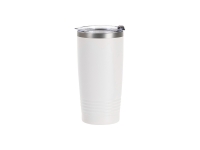 Sublimation Blanks 20OZ/600ml Powder Coated SS Tumbler with Ringneck Grip (White, Matt Sub Coating)