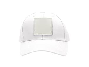 Cotton Cap with 2.5&quot;*2.5&quot; White Square Sub PU Leather Patch (White)