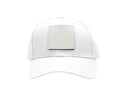 Cotton Cap with 2.5&quot;*2.5&quot; White Square Sub PU Leather Patch (White)