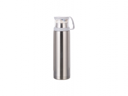 Sublimation 17oz/500ml Stainless Steel Flask w/ Clear Cup Cap (Silver) MOQ:2000