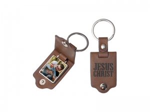 Sublimation Blank Keychain with Engraved Leather Cover (3.5*7.5cm)