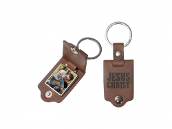 Sublimation Blank Keychain with Engraved Leather Cover (3.5*7.5cm)