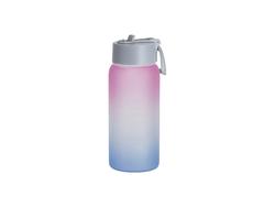 Garrafa Desportiva Vidro Fosco 25oz/750ml Sublimação com Canudo e Tampa Azul (Cor Degradada Rosa e Azul)