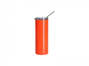 Sublimation Blanks 20oz/600ml Stainless Steel Fluorescent Tumbler with Straw &amp; Lid(Orange)