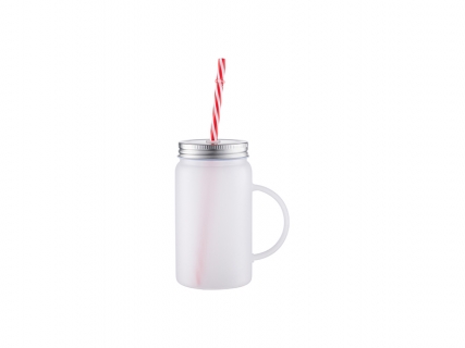 17oz/500ml Sublimation Blanks Mason Jar w/ Straw (Frosted)