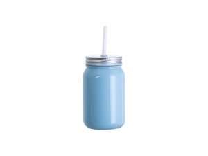 Sublimation Blanks 15oz/450ml Full Color Mason Jar no Handle (Light Blue)