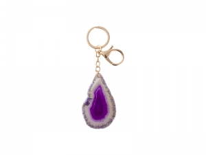 Engraving Agate Keyring (Purple, φ4-7cm)