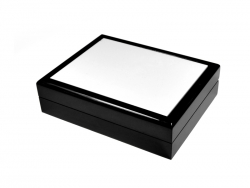 Шкатулка SPH68BL- ювелирная коробка с керам. шильдой 6х8 черная