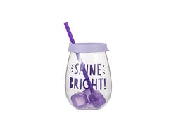 Vaso Plástico Transparente 10oz/300ml (Morado claro con cubitos de hielo reutilizables)