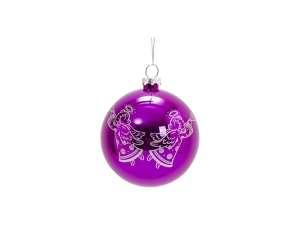 8cm Plastic Patterned Christmas Ball Ornament w/ String(Purple Red, Angel)