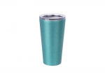 Sublimation 16oz/480ml Glitter Stainless Steel Tumbler w/ Lid (Light Blue)