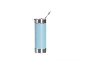 Engrave Blanks 20oz/600ml Laserable Silicon Wrap Tumbler (Light Blue/White)