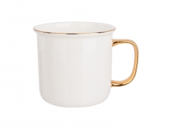 Caneca Bone China Borda e Alça Colorida 9oz/280ml (Dourado)