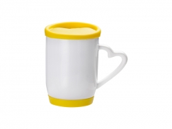 Taza Cerámica con tapa y base de silicona 12oz/360ml  (Amarillo)