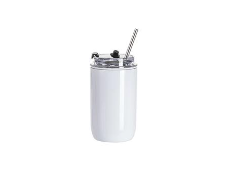 Sublimation 12oz/350ml Stainless Steel Tumbler with Flip Lid &amp; Straw(White)