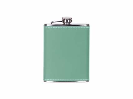 8oz/240ml Stainless Steel Hip Flask with PU Cover (Blue Green W/ Black)