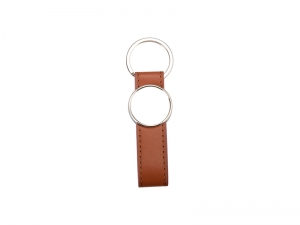 Sublimation Strip PU Key Chain(Round, Brown)