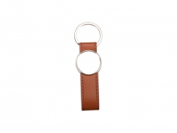 Sublimation Strip PU Key Chain(Round, Brown)