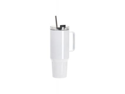 Sublimation Blanks 40oz/1200ml Stainless Steel White Travel Tumbler with Lid &amp; Straw(White Handle)