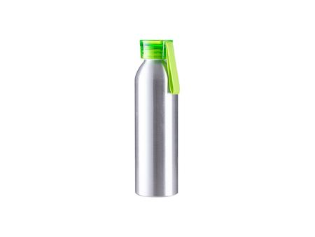 Botella Deportiva Slim Aluminio Plateada 22oz/650ml con Tapa verde clara