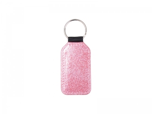 Sublimation Glitter PU Leather Key Chain (Barrel, Pink)