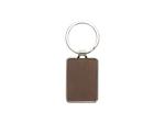 Engraving Blanks Metal Keyring  w/ Engravable Leather (Rect, Brown)