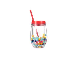 Vaso Plástico Doble Capa 10oz/300ml (Rojo con bolitas de espuma multicolor)