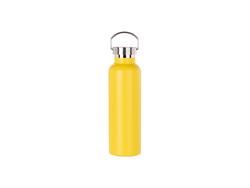 Garrafa Inox 750ml/25oz Coberto em Pó com Tampa de Bambu Fácil de levar   (Amarelo)