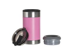 Esfriador de Latas 4x1 Inox e Couro Sintético PU 12oz/350ml para gravagem laser (Rosa/branco)Quantidade mínima 1000uds