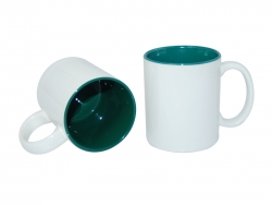 Mug blanc 330 ml avec intérieur vert foncé Sublimation Transfert Thermique