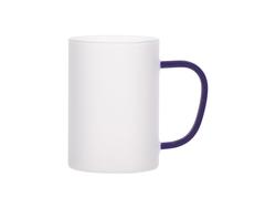 Taza Cristal 12oz/360ml con Asa Azul Oscuro (Escarchado)