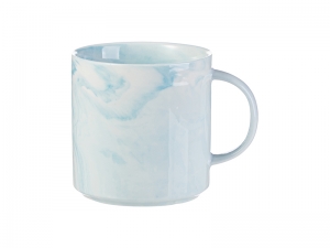 Sublimation Blanks 350ml Marble Texture Ceramic Stackable Mug (Light Blue)