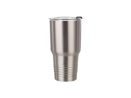 Tumbler Cuello Anillado Acero Inoxidable 30oz/900ml con Pajita (Plateado)Cantidad mínima:500pcs