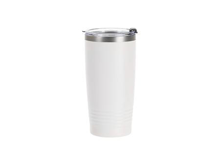 Tumbler Cuello Anillado Acero Inoxidable 20oz/600ml con Pajita Recubrimiento en Polvo (Blanco, Recubrimiento Mate Sublimación)Cantidad mínima:500pcs