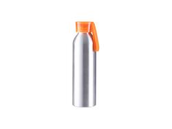 Botella Deportiva Slim Aluminio Plateada 22oz/650ml con Tapa naranja