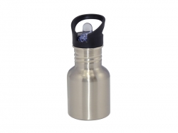 Sublimation 400ml Stainless Steel Water Bottle with Straw Top- Silver