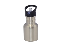 Sublimation 400ml Stainless Steel Water Bottle with Straw Top- Silver