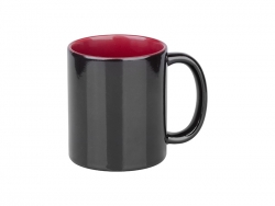 Sublimation 11oz Black Magic Mug (Inner Maroon)